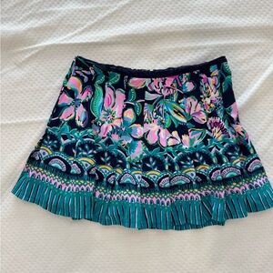 Lilly Pulitzer Blue and Pink Ruffled Athletic Mini Skirt